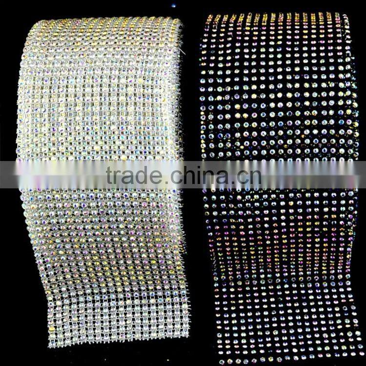 24 rows diamond mesh roll, elastic stretch trimming rhinestone roll in China