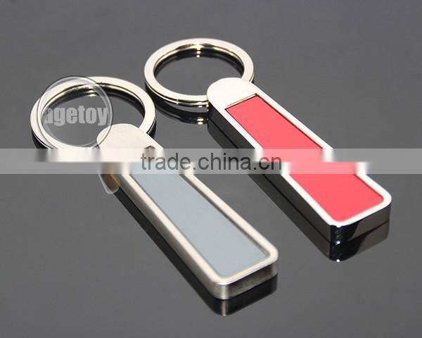 Promotional Trapezoid Stainless Steel Keyring Zinc Alloy Silver Plated Highly Polished Metal Blank Key Ring