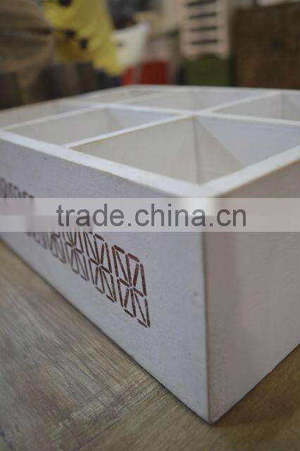 Shabby chic white wood craft box for gift