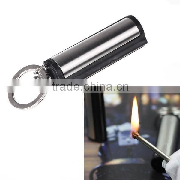Waterproof Outdoor Camping Metal Permanent Match Striker Lighter with Key Chain Survival Matches Silver