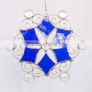 MX040051 tiffany style holiday gift stained glass candle holder for christmas decoration