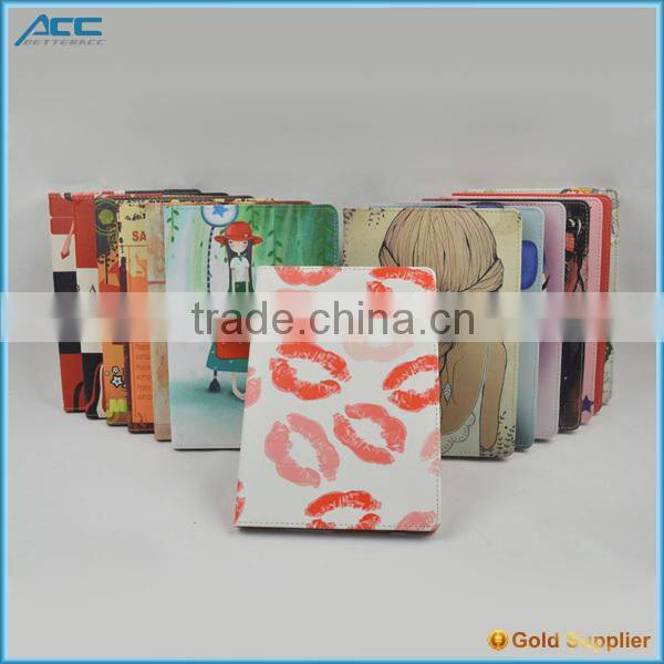 For iPad 6, customized PU flip tablet case with printing color for iPad 6