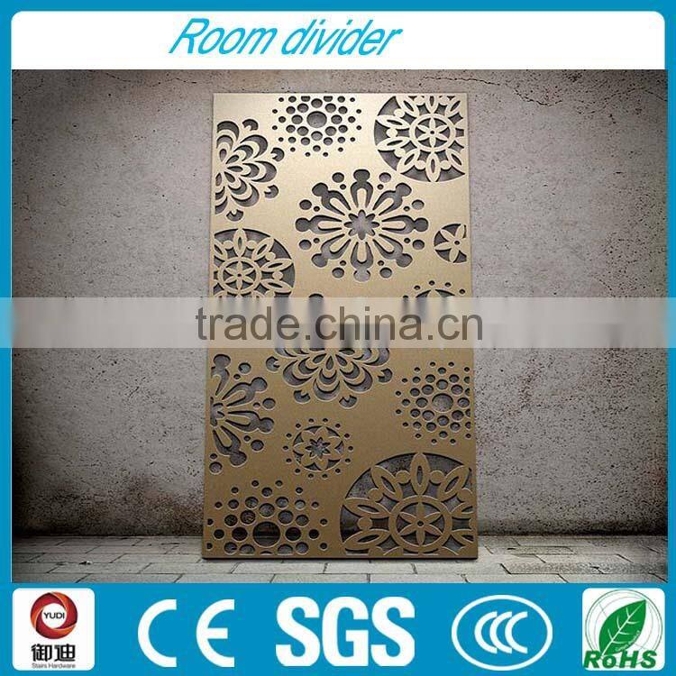 decorative black color wrought iron laser cut hanging room divider