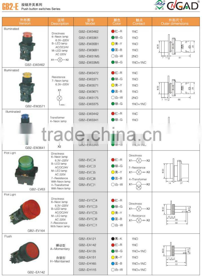 GB2-EJ33 CNGAD black 2-position long lever locked switch push button