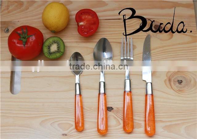 24pcs High quality transparent handle Knife Fork Spoon set tableware BD-T3232