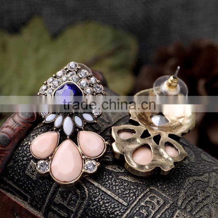 Blue crystal pendant earring wholesale Fashion waterdrop resin crystal drop earring