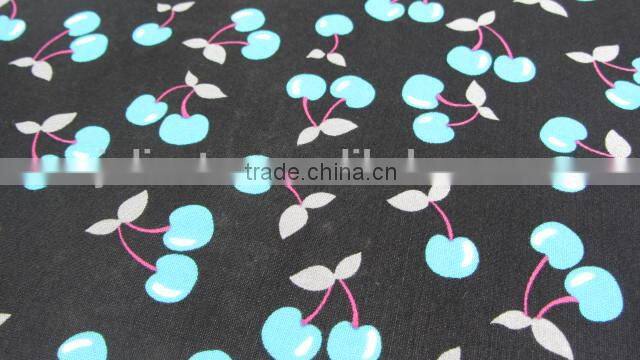 blue cherry mesh Spandex nylon 4070 Elastic silk chiffon floral printed fabric