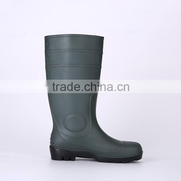 Cheap simple style safety PVC rain shoes with steel toe, industrial safety boots