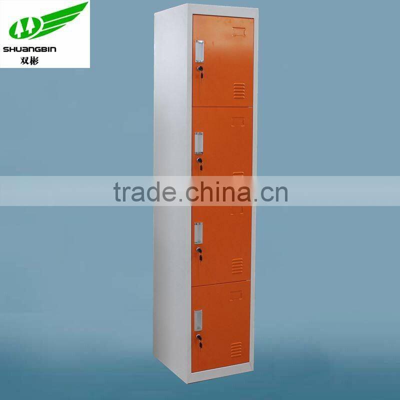 Single Column 4 Door Grey Steel Locker, School Clothes Closet