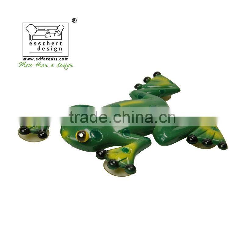 designed hand painted frog shape plastic window animal thermometer