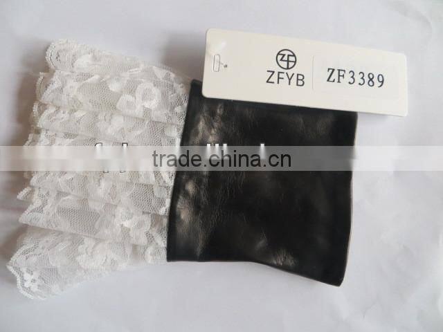New Design Sheep Leather Half Finger Glove With Lace