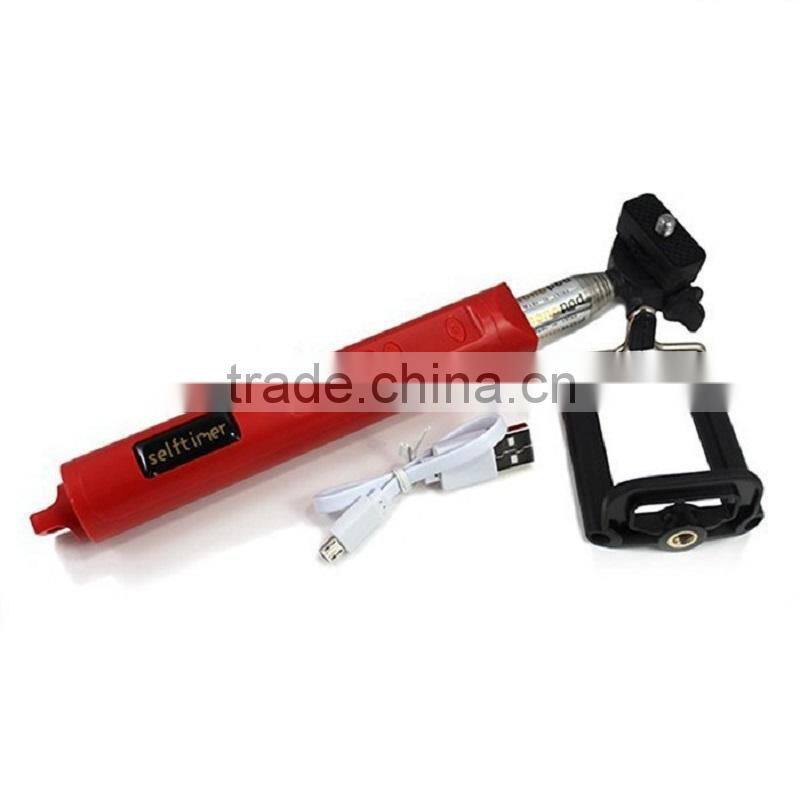 2015 New Promotion Handheld Wireless Bluetooth Shutter or Cable Selfie Stick Monopod Extendable For Phone