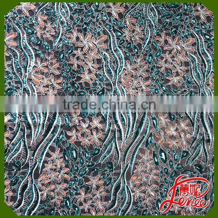 Well Known Textiles supplier Pattern Customized Spangle Embroidery Fabric
