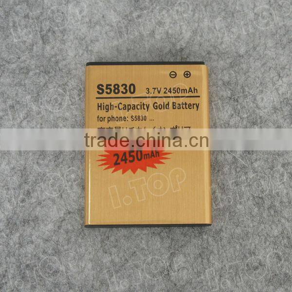 High quality the Cell Phone Golden Battery for Samsung Galaxy AceS5830 Handyakku , made in China