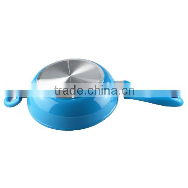 Aluminum non stick ceramic deep wok with double handles