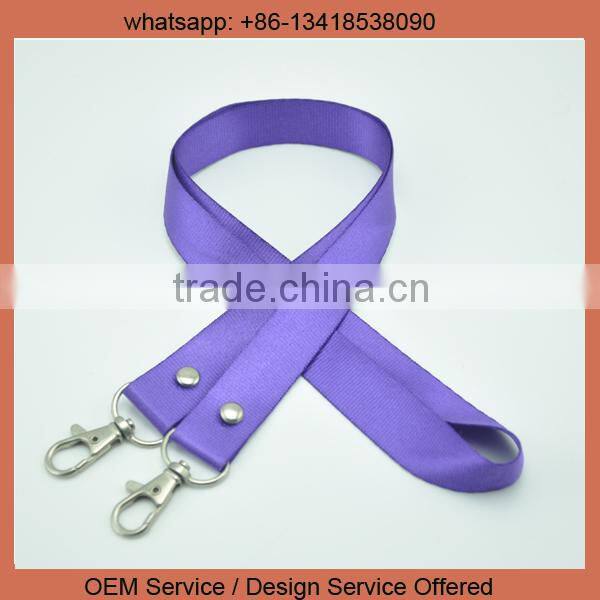 Custom logo cheap satin polyester heat transfer printed lanyard purple