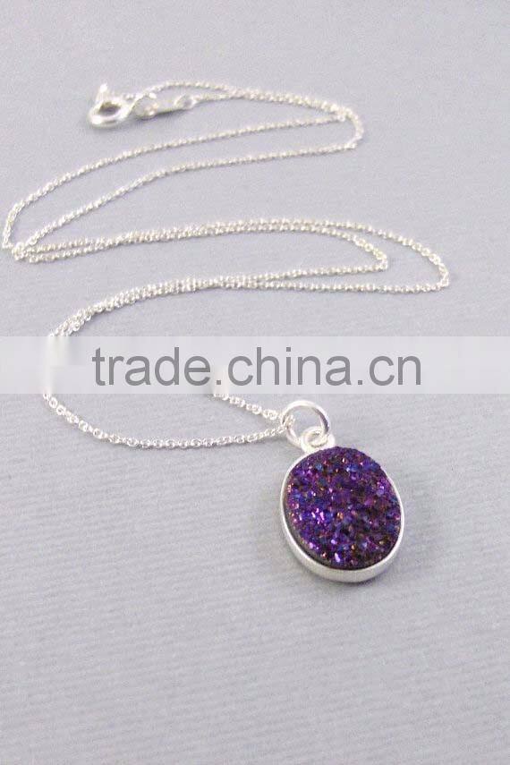 Sterling Silver Druzy Gemstone necklace