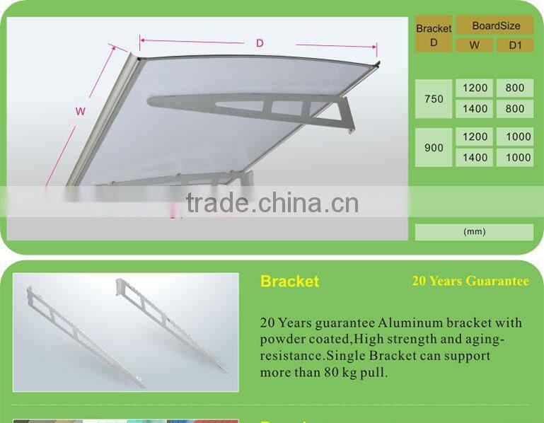 Factory wholesale Euro-design Cheap outdoor DIY polycarbonate modern design aluminum awnings size 100x150cm