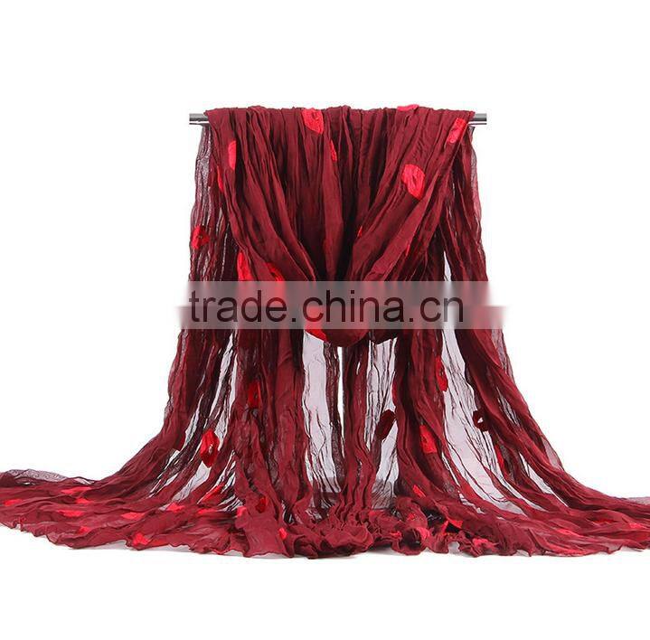 Embroidery lips beach larger size scarf 200*145cm