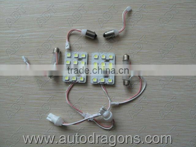 New White 12 SMD LED 3528 Indicator Door Light Bulb Lamp Panel Dome Adapter