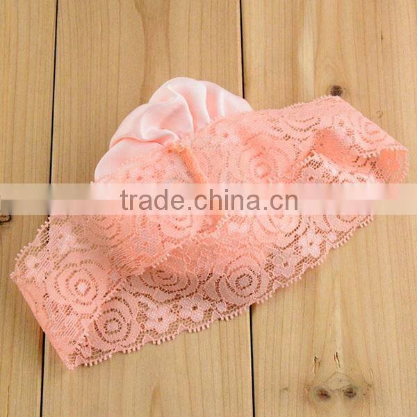 fashion elastic girls pearl flower knitted head bands