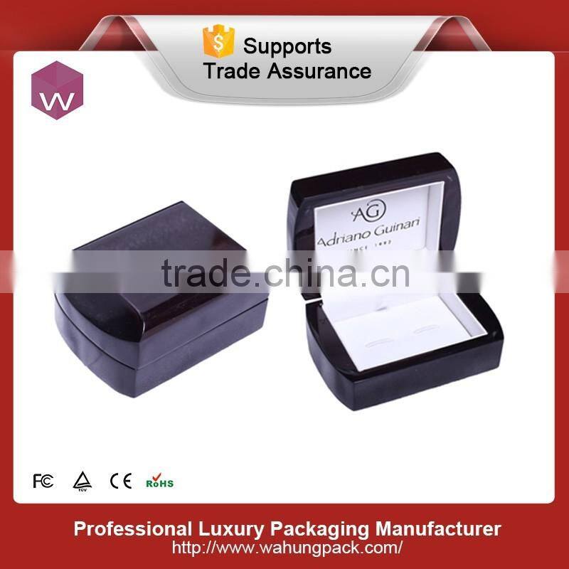 Fancy Lacquered Small Wood Cufflink Box Black Cuffink Wooden Box Hot Sale