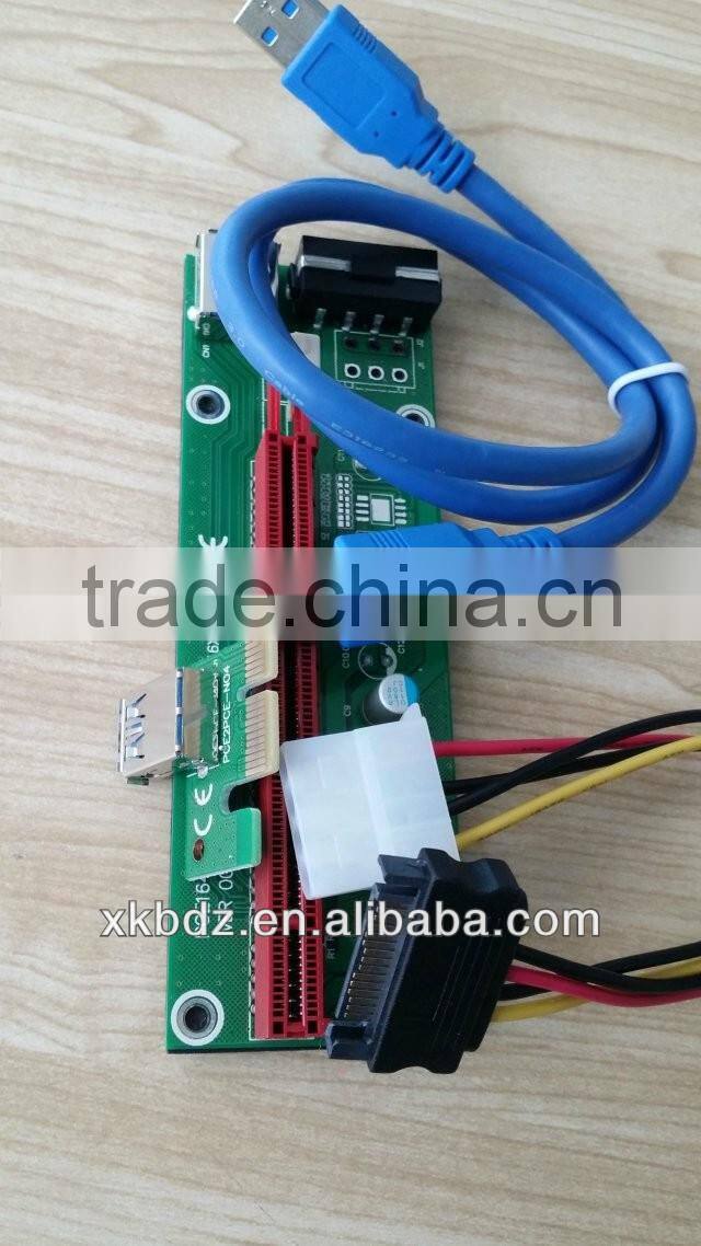 New PCI-E Express 1X to 16X Riser Card +USB 3.0 Extender Cable for Bitcoin Mining 60CM/100CM