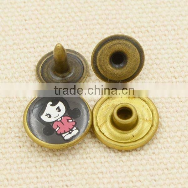 12mm custom printed logo denim metal rivets