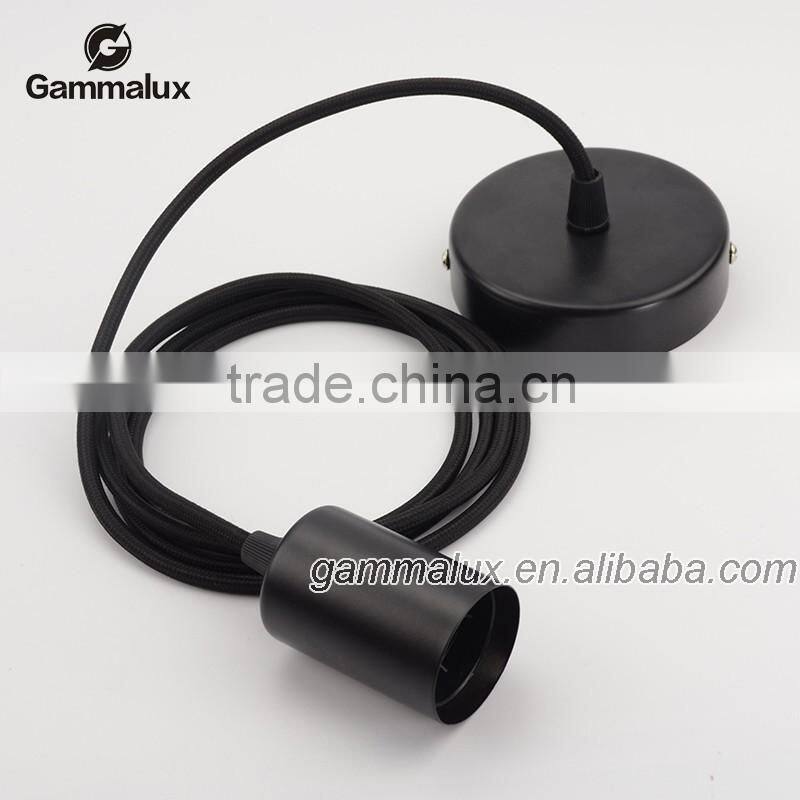 Black/E27/Colorful Round Cord /Metal Ceiling Rose/Iron Lamp Cup