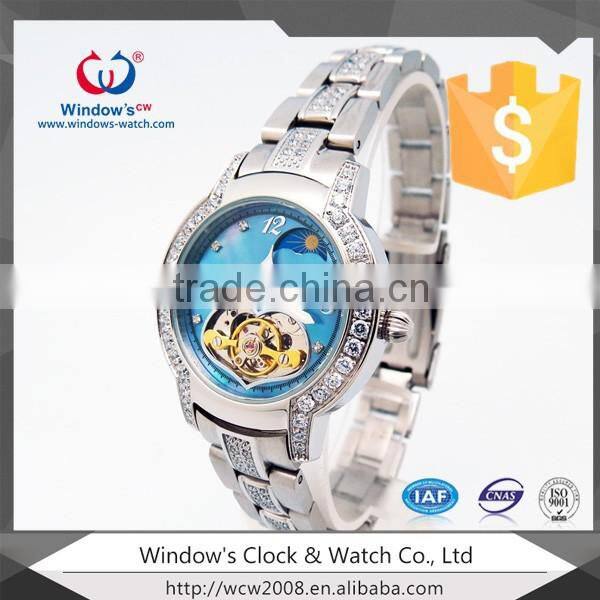 automatic watch diamond luxury silver chain watch