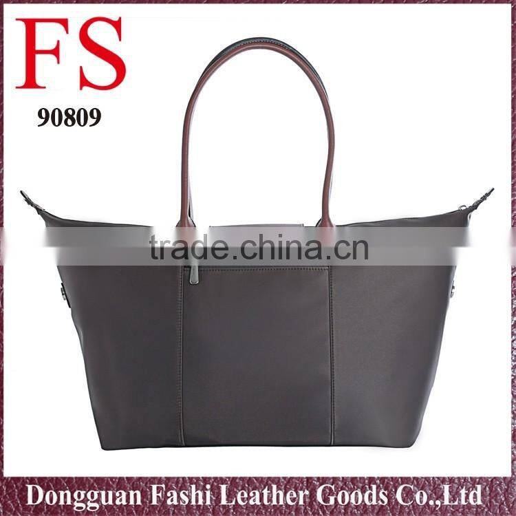 China supplier nylon waterproof ladies travel handbag with leather handbag shopping