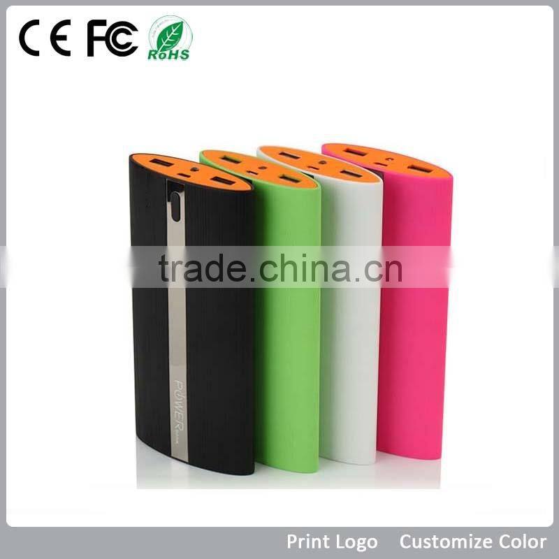 universal rubber printed coating high capacity 20000mAh power bank with 2 usb output
