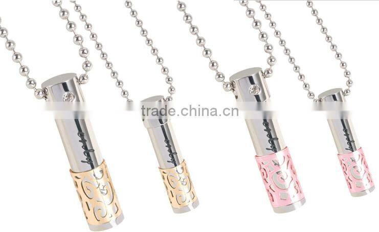 2016 High quality stainless steel bottle pendant can open perfume pendant necklace matching for couples
