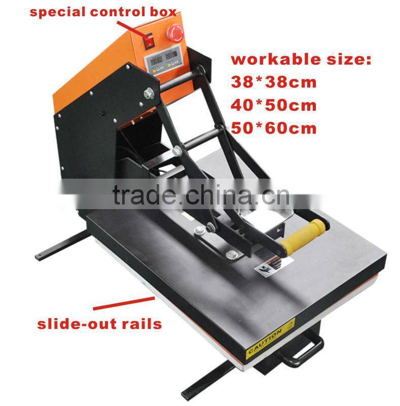 38x38 Semi Automatic open heat press machine with slide out press bed
