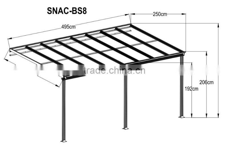 16' x 8'ft Sturdy aluminium polycarbonate Patio Cover