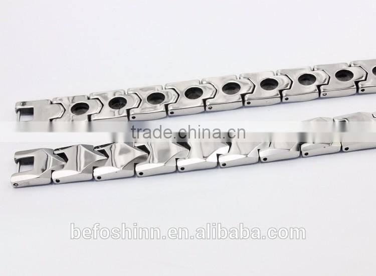 Europe Quality tungsten steel fashion jewelry mens and womens germanium charm chain bangle bracelet japan