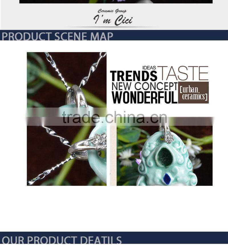 Jingdezhen Handmade head shape ceramic jewelry necklace