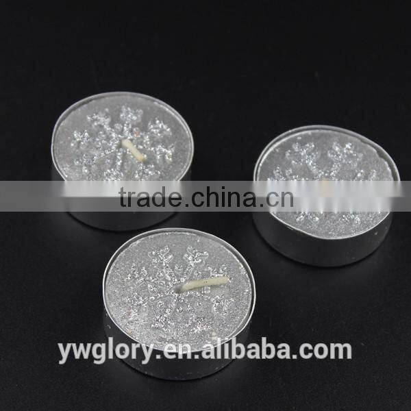 Sliver glitter snow flake tea light, glitter flake tea light, snow flake tea light