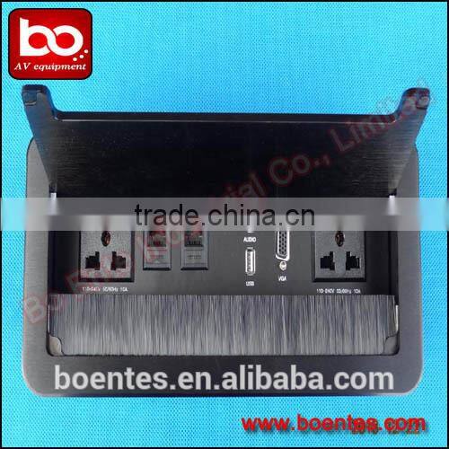 Aluminum Alloy Wire Drawing Panel Tabletop Flip Up Multifunctional Power Socket Box