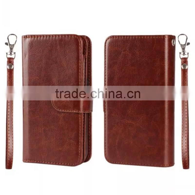separable flip wallet leather phone case cover with lanyard for ZTE grand x2 3 plus axon7 nubia z 9 11 blade s v 6 a460