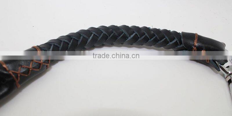 8-thong Round Fully Braided Genuine Leather Dog Leash