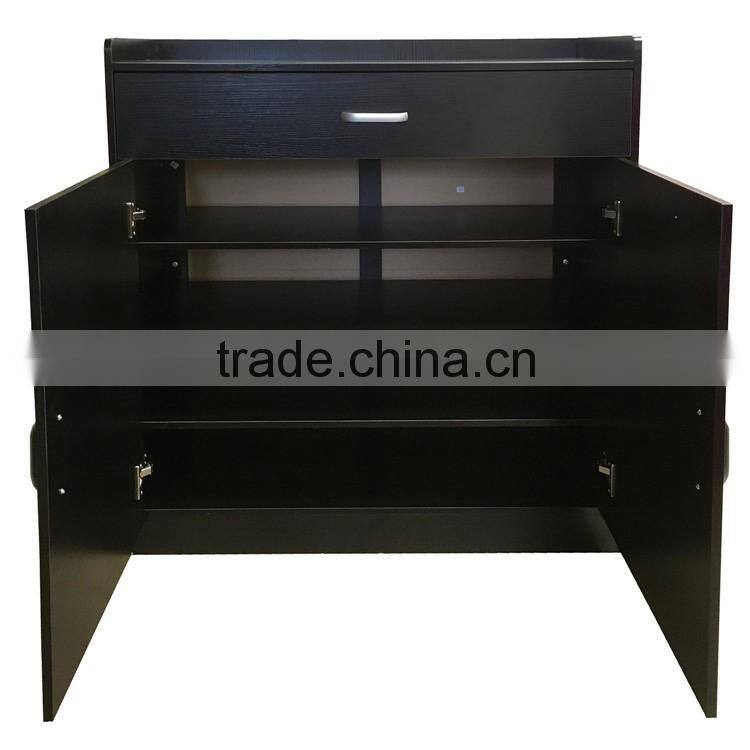 4 Shelves + 1 Drawer Black Wooden Sideboard