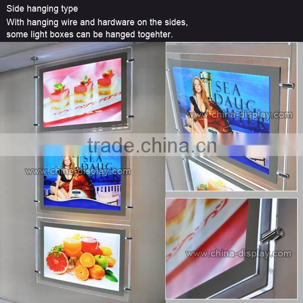 Transparency lightbox display sign hanging window led light pockets