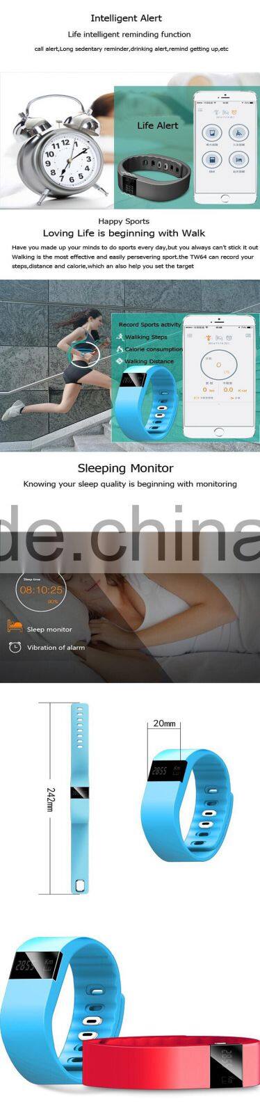 New TW64 Smartband Smart Bracelet Wristband Fitness Tracker Bluetooth 4.0 Watch for IOS Android better than Mi Band