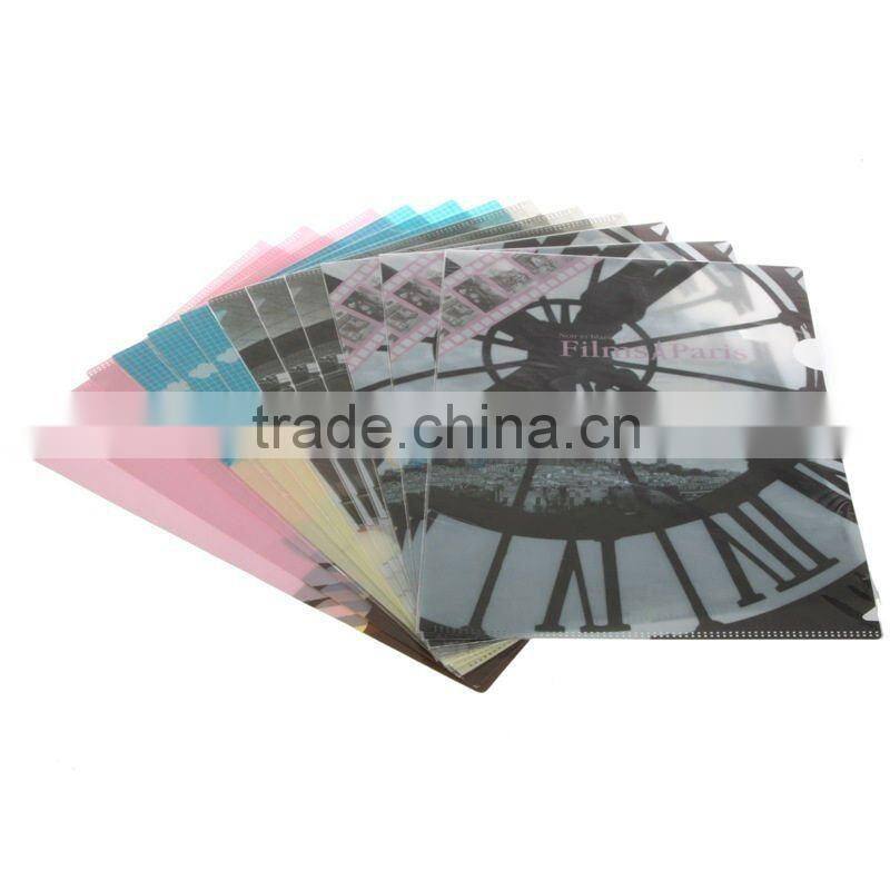 transparent plastic file folder L-shape document folder