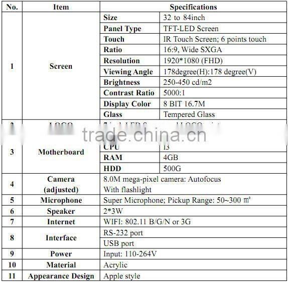 55 inch simple design wedding photo booth with colour printer