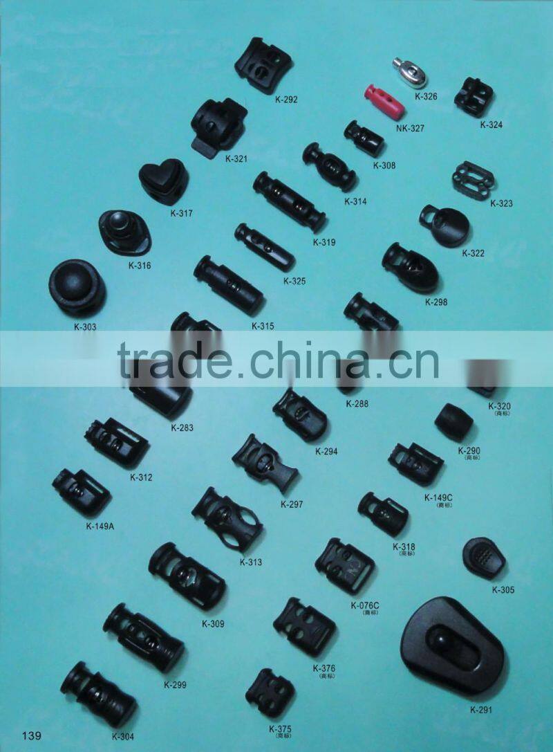 black adjustable ball/round plastic cord lock plastic cord stopper K-072