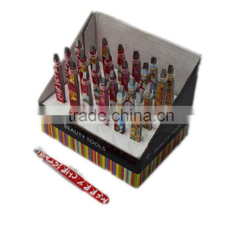 High end package eyebrow tweezers in plastic case