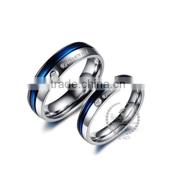 4-6MM Stainless steel mix color blue ring fashion women ring wedding jewelry 6260496
