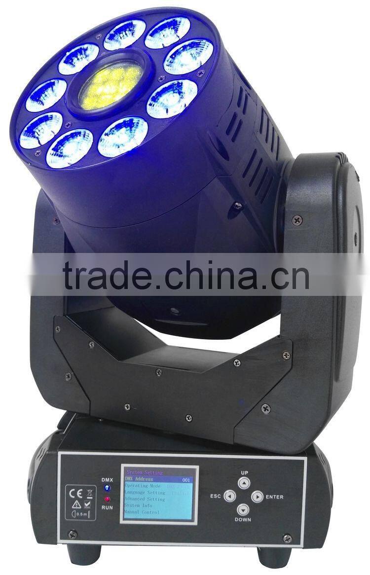 3-facet Prism Pro Wedding Stage DJ Light 9pcs 18W RGBWA+UV 6IN1 Wash Spot Combine 75W LED Moving Head